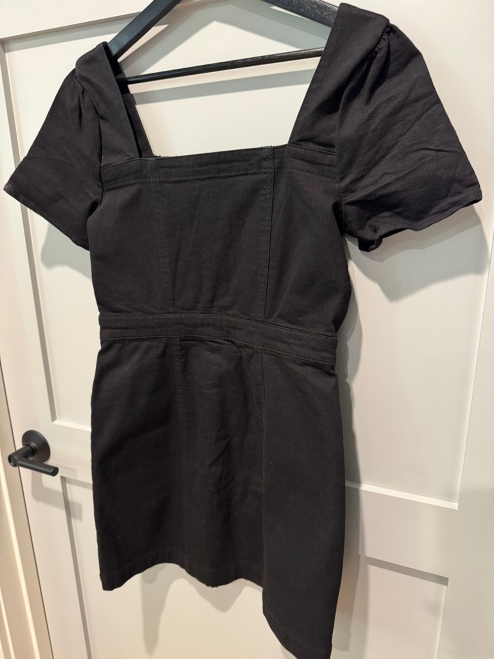 Black Button-Front Mini Dress - Picture 3 of 5